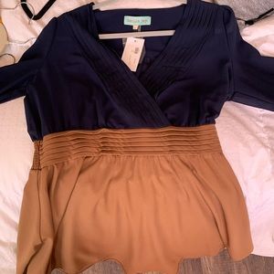 Navy Pleated Dress
